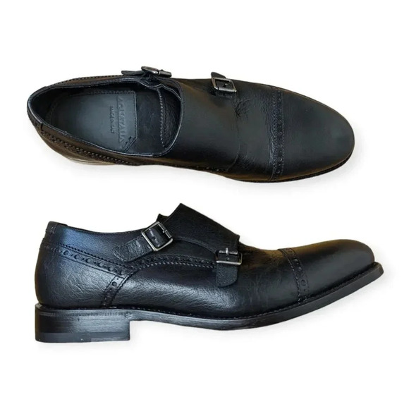 Aquatalia Men's Black Dress Shoes Leather Double Monk Strap Loafer Weatherproof - Picture 12 of 12